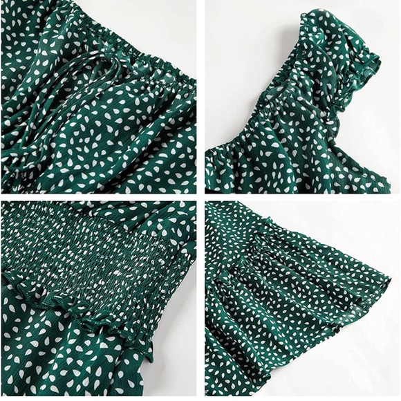 Ruffle sleeve sweetheart neckline emerald green dress size small 💚☘️🍃 - Picture 3 of 3